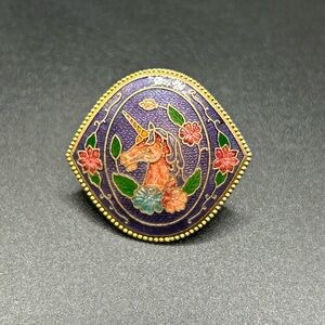 Vintage Cloisonne Belt Scarf Bolo Tie Clip Buckle Slide Slides Butterfly Flower